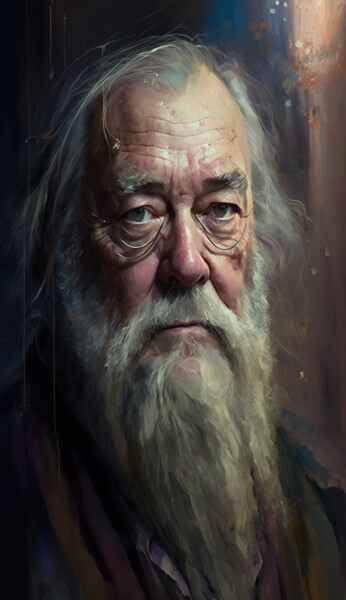 Arts numériques intitulée "Albus Dumbledore" par Nicolas Chammat, Œuvre d'art originale, Image générée par l'IA