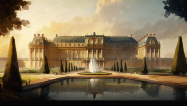 Digitale Kunst getiteld "Castle of Versailles" door Nicolas Chammat, Origineel Kunstwerk, AI gegenereerde afbeelding