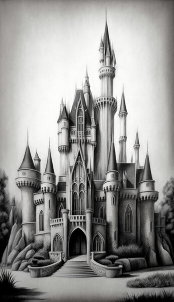 Artes digitais intitulada "Disney Castle" por Nicolas Chammat, Obras de arte originais, Imagem gerada por IA