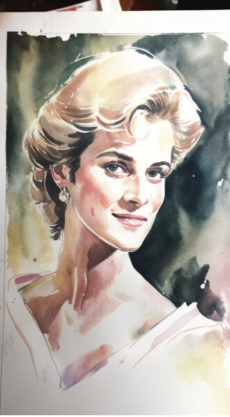 Digitale Kunst getiteld "Lady Diana" door Nicolas Chammat, Origineel Kunstwerk, AI gegenereerde afbeelding