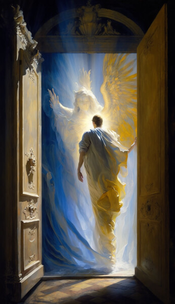 Цифровое искусство под названием "Door to Heaven" - Nicolas Chammat, Подлинное произведение искусства, Изображение, сгенерир…