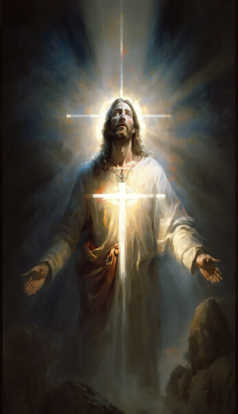 Digitale Kunst getiteld "Jesus My Savior" door Nicolas Chammat, Origineel Kunstwerk, AI gegenereerde afbeelding