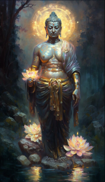 Digitale Kunst mit dem Titel "Bodhisattva" von Nicolas Chammat, Original-Kunstwerk, KI-generiertes Bild