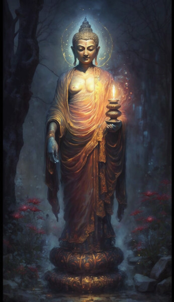 Цифровое искусство под названием "The Lord Buddha" - Nicolas Chammat, Подлинное произведение искусства, Изображение, сгенери…