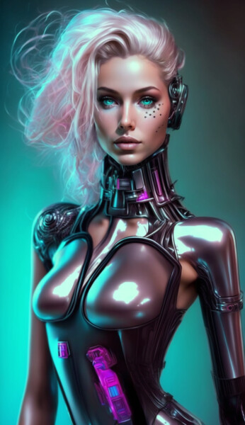 Arts numériques intitulée "Mechanical Barbie" par Nicolas Chammat, Œuvre d'art originale, Image générée par l'IA