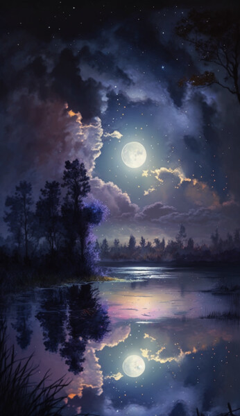 Digital Arts titled "Calamitous Night" by Nicolas Chammat, Original Artwork, AI generated image