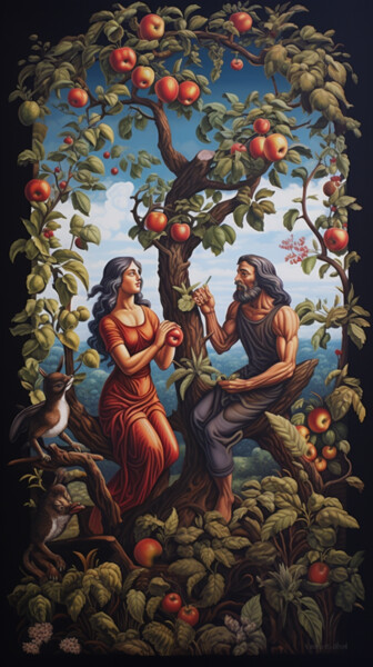 Digitale Kunst mit dem Titel "Adam & Eve" von Nicolas Chammat, Original-Kunstwerk, KI-generiertes Bild