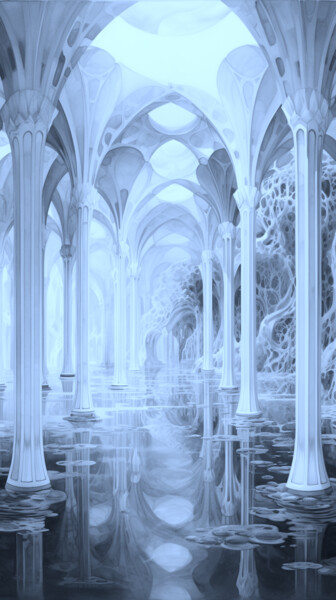 Digital Arts titled "Glass Hotel" by Nicolas Chammat, Original Artwork, AI generated image