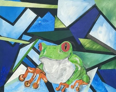 Schilderij getiteld "Froggy" door Nicolas Cornu, Origineel Kunstwerk, Acryl