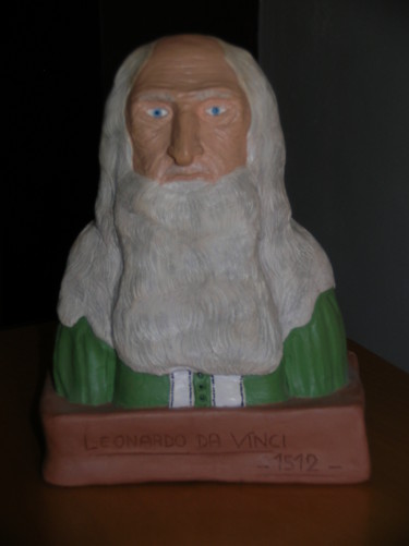 Sculptuur getiteld "Leonardo" door Nico, Origineel Kunstwerk, Klei