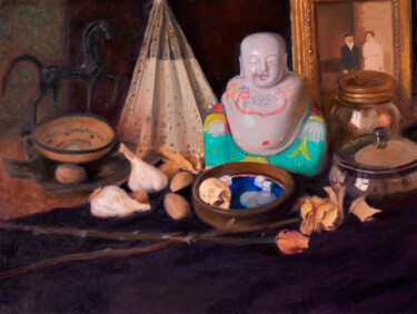 Peinture intitulée "Bouddha" par Nicolas Duffaud, Œuvre d'art originale, Huile