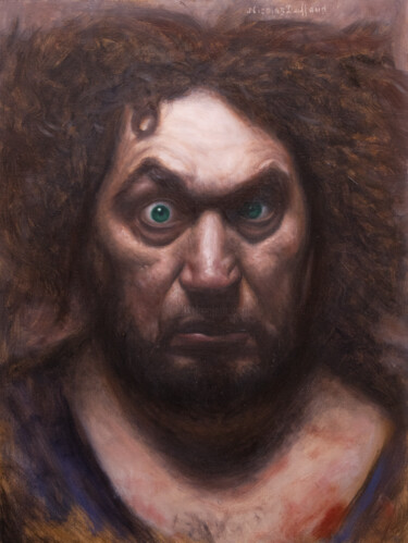 Pintura intitulada "Homme à l'oeil écar…" por Nicolas Duffaud, Obras de arte originais, Óleo