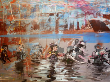 Peinture intitulée "la traversée (les é…" par Nicolas Gey, Œuvre d'art originale, Acrylique