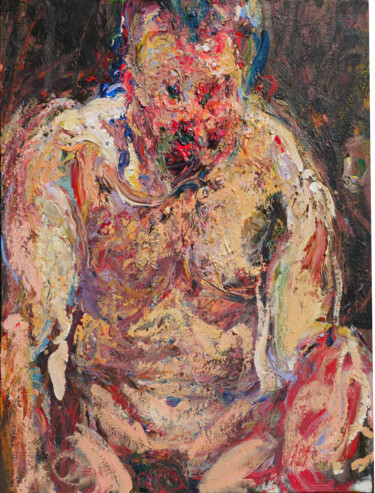 Pittura intitolato "autoportrait malade" da Nicolas Gey, Opera d'arte originale, Acrilico