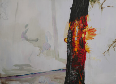 绘画 标题为“arbre calciné” 由Nicolas Gey, 原创艺术品, 丙烯 安装在木质担架架上