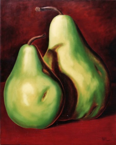 Malerei mit dem Titel "Pair of Pears" von Nicolas Gheur, Original-Kunstwerk, Öl