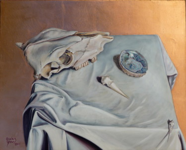 Malarstwo zatytułowany „Skull still life” autorstwa Nicolas Gheur, Oryginalna praca