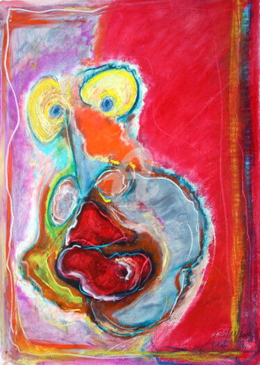 Painting titled "Red" by Nicolas Guillemard, Original Artwork, Pastel
