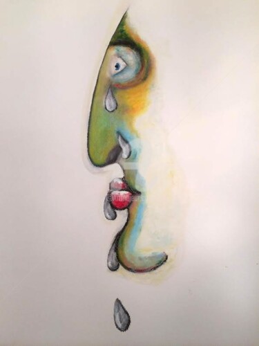 Painting titled "teardrops" by Nicolas Guillemard, Original Artwork, Pastel