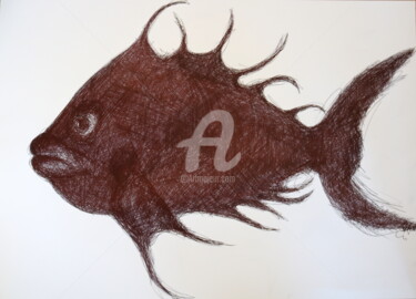 Drawing titled "BIC FISH" by Nicolas Guillemard, Original Artwork, Ballpoint pen