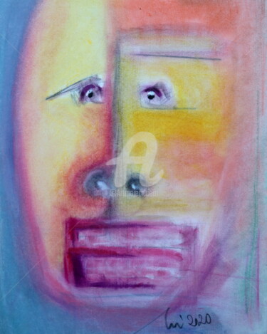 Drawing titled "DOUTE" by Nicolas Guillemard, Original Artwork, Pastel Mounted on Other rigid panel