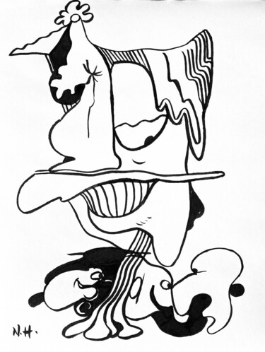 "le chef d'orchestre" başlıklı Resim Nicolas Hée tarafından, Orijinal sanat, Mürekkep