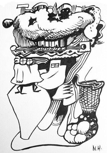Desenho intitulada "Basket" por Nicolas Hée, Obras de arte originais, Tinta