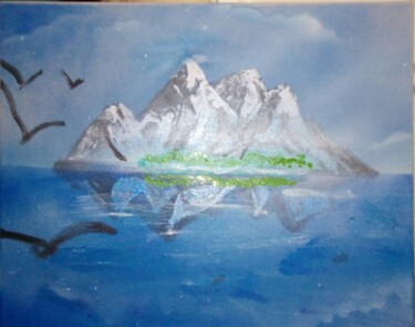 Peinture intitulée "L île enneigé" par Nicolas Hutte, Œuvre d'art originale, Bombe aérosol