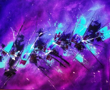 Painting titled "Purpleabstract" by Niko Jako, Original Artwork, Acrylic