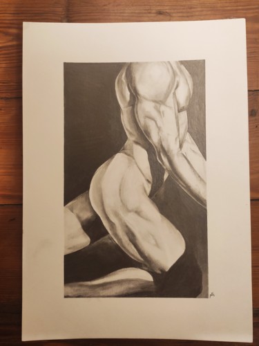 Dessin intitulée "Homme nu sensuel" par Nicolas Laroche, Œuvre d'art originale, Crayon