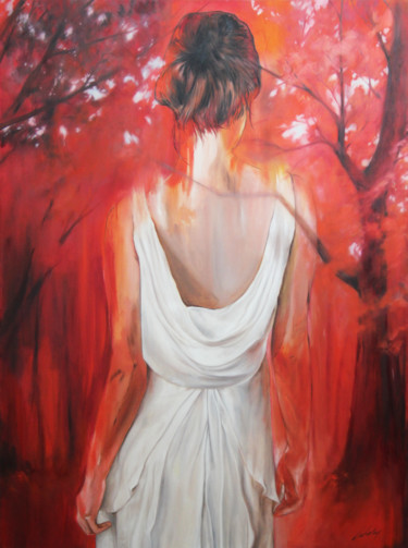 Painting titled "Artemis #1" by Lebelen, Original Artwork, Oil Mounted on Wood Stretcher frame