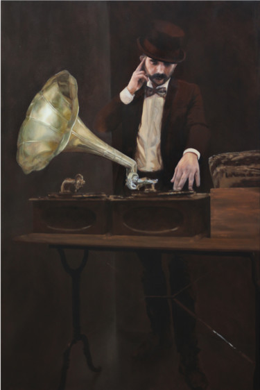 Painting titled "Dj" by Lebelen, Original Artwork, Oil Mounted on Wood Stretcher frame