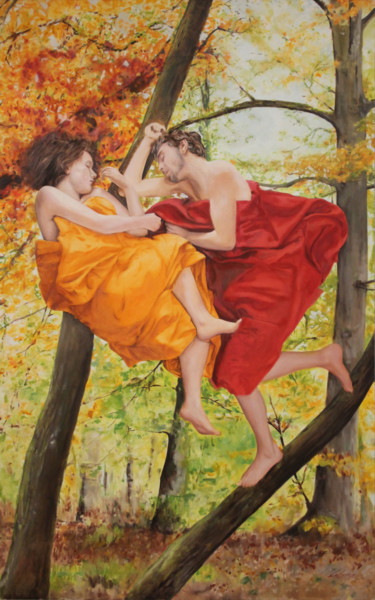 Картина под названием "Automne" - Lebelen, Подлинное произведение искусства, Масло Установлен на Деревянная рама для носилок