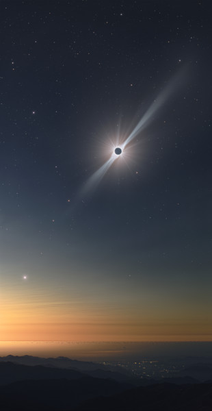 2019 Eclipse from Cerro Tololo Photographie intitulée "2019 Eclipse from C…" par Nicolas Lefaudeux, Œuvre d'art originale, Photographie numérique