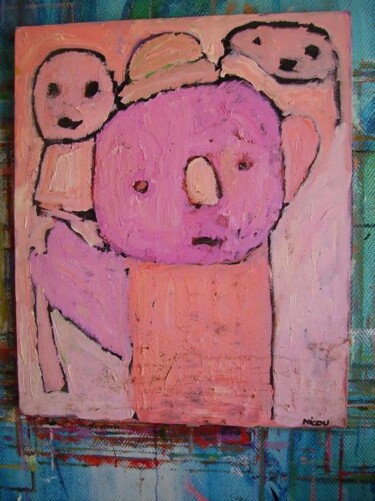 Dessin intitulée "personnages rose" par Nicolas Malaize (Nicou), Œuvre d'art originale