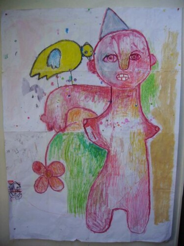 Peinture intitulée "FEMME TENANT UNE FL…" par Nicolas Malaize (Nicou), Œuvre d'art originale