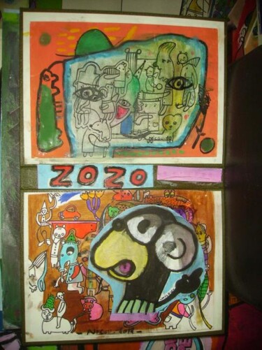 Peinture intitulée "ZOZO COLLE SUR UN L…" par Nicolas Malaize (Nicou), Œuvre d'art originale