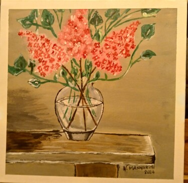 Pintura titulada ""Bouquet de lilas"…" por Nicolas Mannarini, Obra de arte original, Acrílico Montado en Bastidor de camilla…