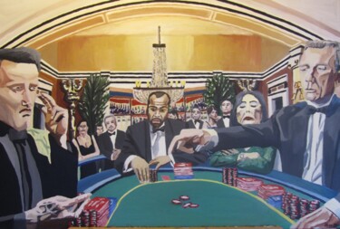 Painting titled "James Bond Casino R…" by Nicolas Martin, Original Artwork, Oil Mounted on Wood Stretcher frame