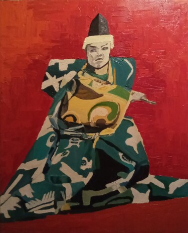 Peinture intitulée "Samouraï" par Nicolas Martin, Œuvre d'art originale, Huile Monté sur Châssis en bois