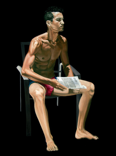 Pintura titulada "Jeune homme au livre" por Nicolas Maureau, Obra de arte original, Oleo Montado en Bastidor de camilla de m…