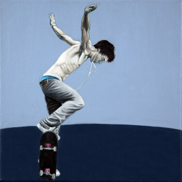 Malarstwo zatytułowany „Skate III” autorstwa Nicolas Maureau, Oryginalna praca, Olej Zamontowany na Drewniana rama noszy