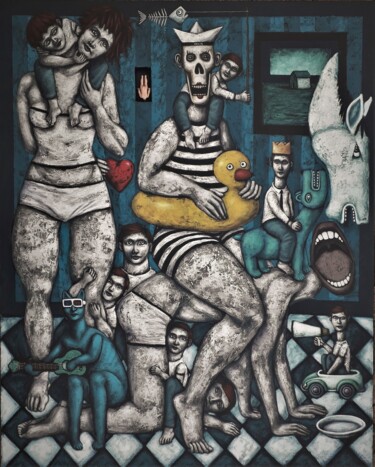 Lourds secrets sur montures fragiles Peinture intitulée "Lourds secrets sur…" par Nicolas Monjo, Œuvre d'art originale, Huile Monté sur Châssis