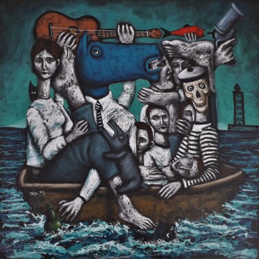 Peinture intitulée "LES ESTIVANTS (GALE…" par Nicolas Monjo, Œuvre d'art originale, Acrylique Monté sur Châssis en bois