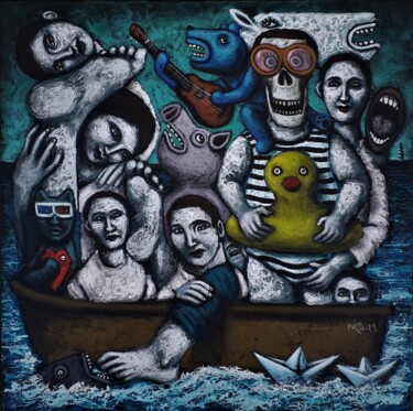 Peinture intitulée "Promiscuité sur mar…" par Nicolas Monjo, Œuvre d'art originale, Acrylique Monté sur Châssis en bois