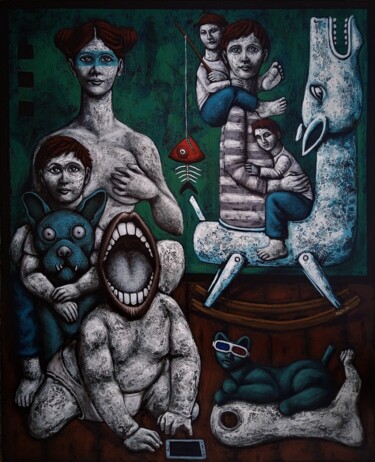 Pintura titulada "Bascule et développ…" por Nicolas Monjo, Obra de arte original, Acrílico Montado en Bastidor de camilla de…