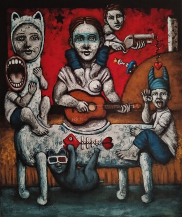 Painting titled "CARTEL" by Nicolas Monjo, Original Artwork, Acrylic Mounted on Wood Stretcher frame