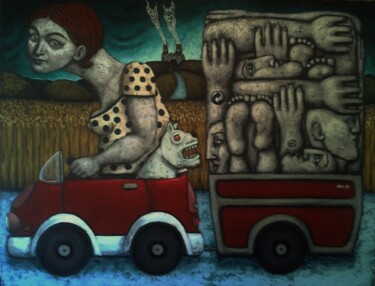 Painting titled "TRANSPORT E MARCHAN…" by Nicolas Monjo, Original Artwork