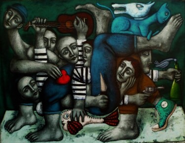 Malerei mit dem Titel "reseau-social-" von Nicolas Monjo, Original-Kunstwerk