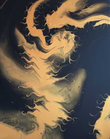 Peinture intitulée "Feu doré" par Nicolas Montagne, Œuvre d'art originale, Acrylique